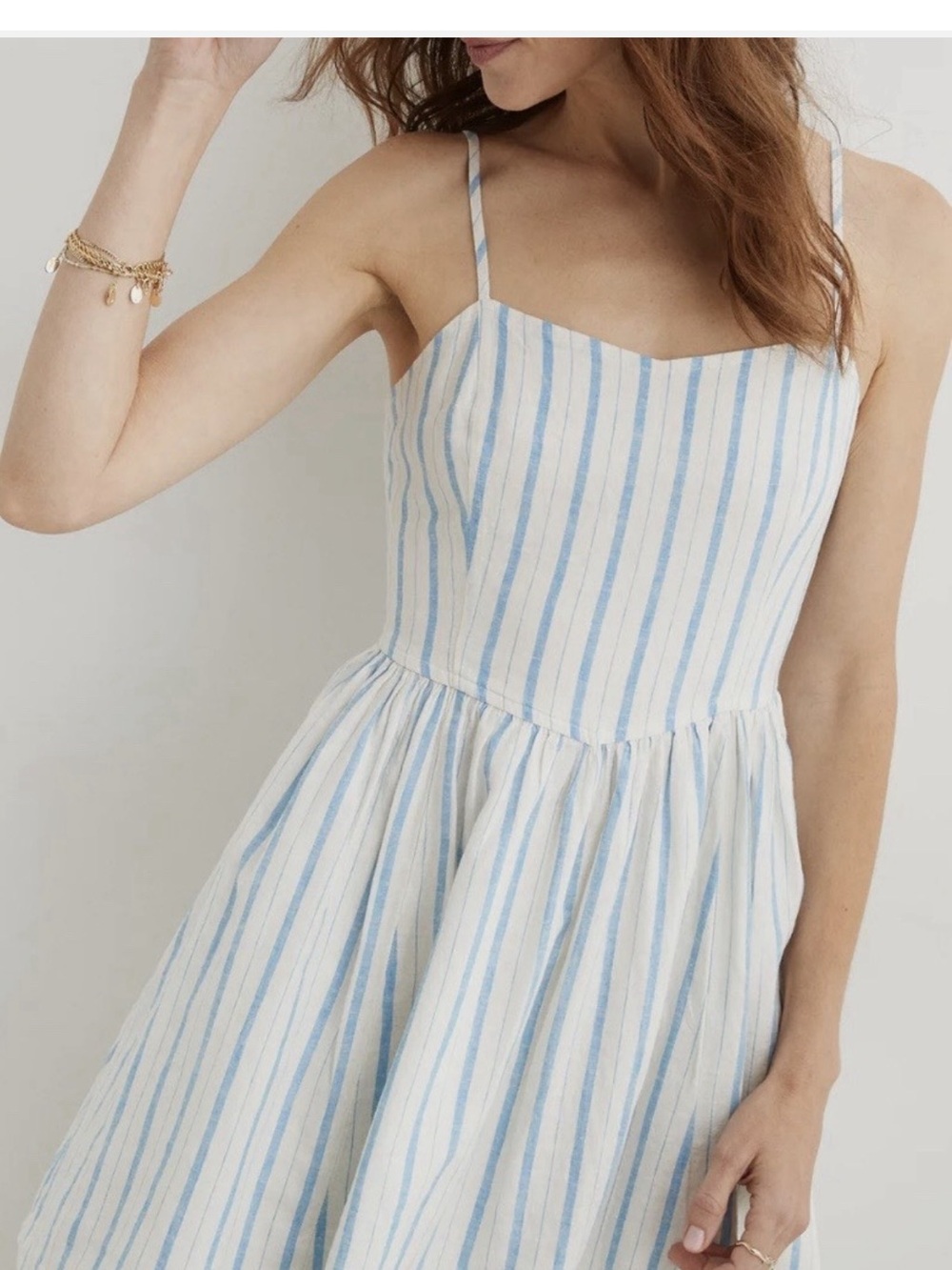 🆕 NWT Aerie Light Blue Striped Spaghetti‑Strap Dress